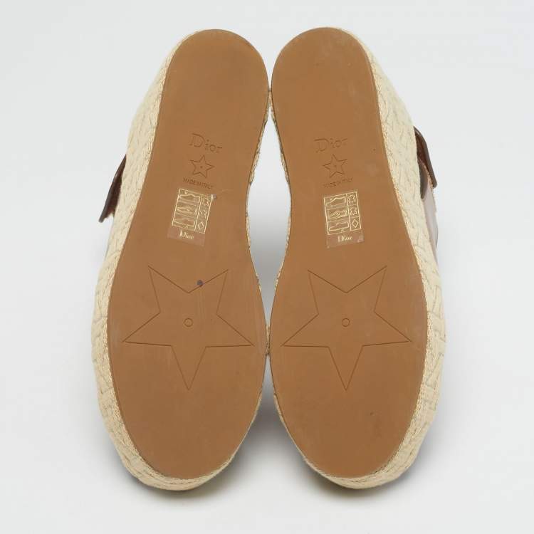 Pre Owned Dior Brown Leather Attitude Wedge Sandals Size 39