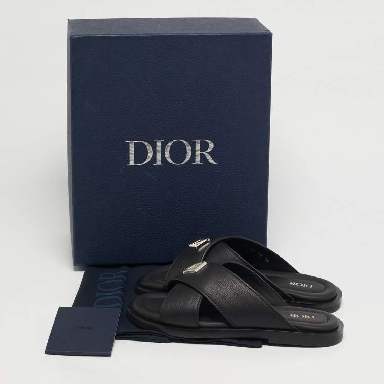 Pre Owned Dior Alias Size 38 Black Leather Flat Slides