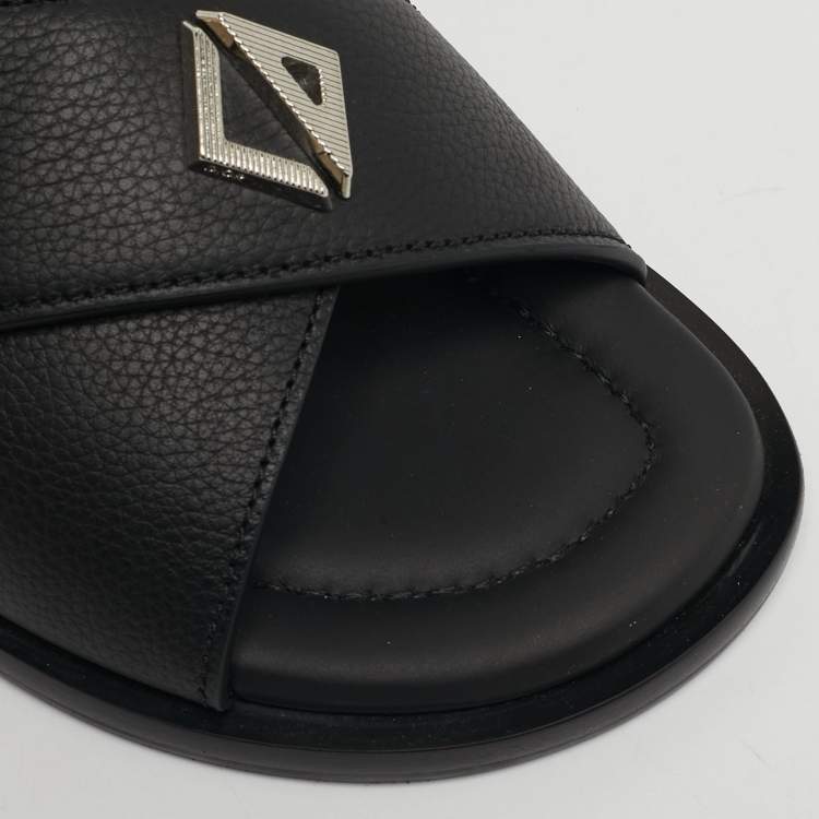 Pre Owned Dior Alias Size 38 Black Leather Flat Slides