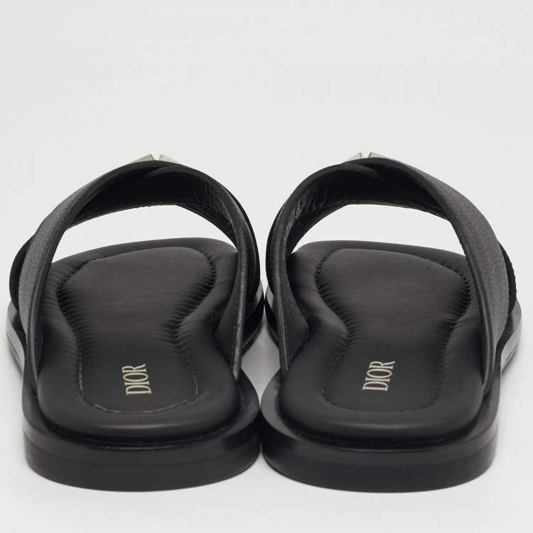 Pre Owned Dior Alias Size 38 Black Leather Flat Slides