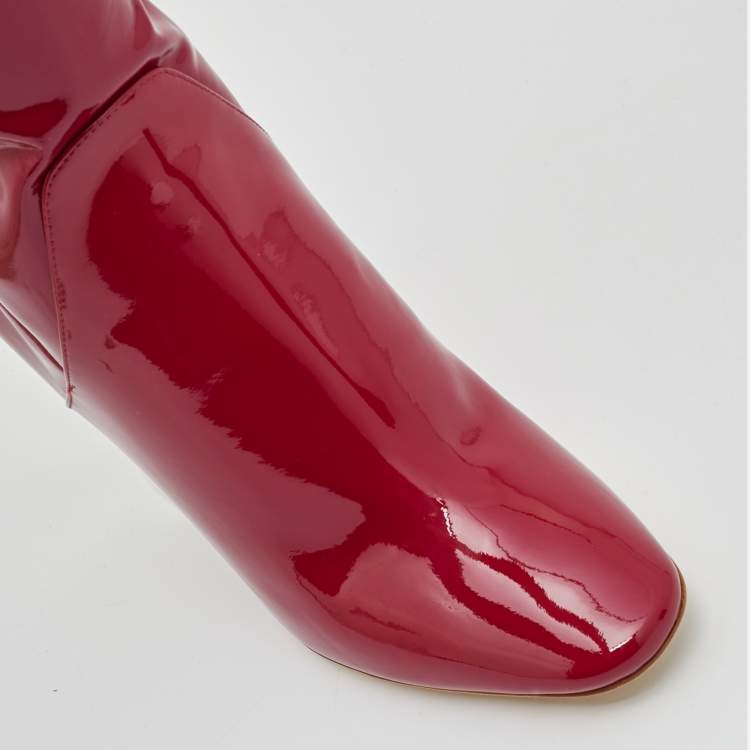 Pre Owned Dior Size 37 Purple Patent Leather Thigh High Boots