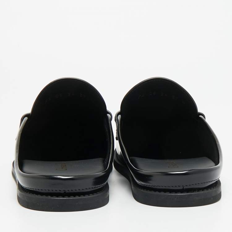 مملوكة مسبقًا Dior Boy Size 39 Black Brushed Leather Flat Mules