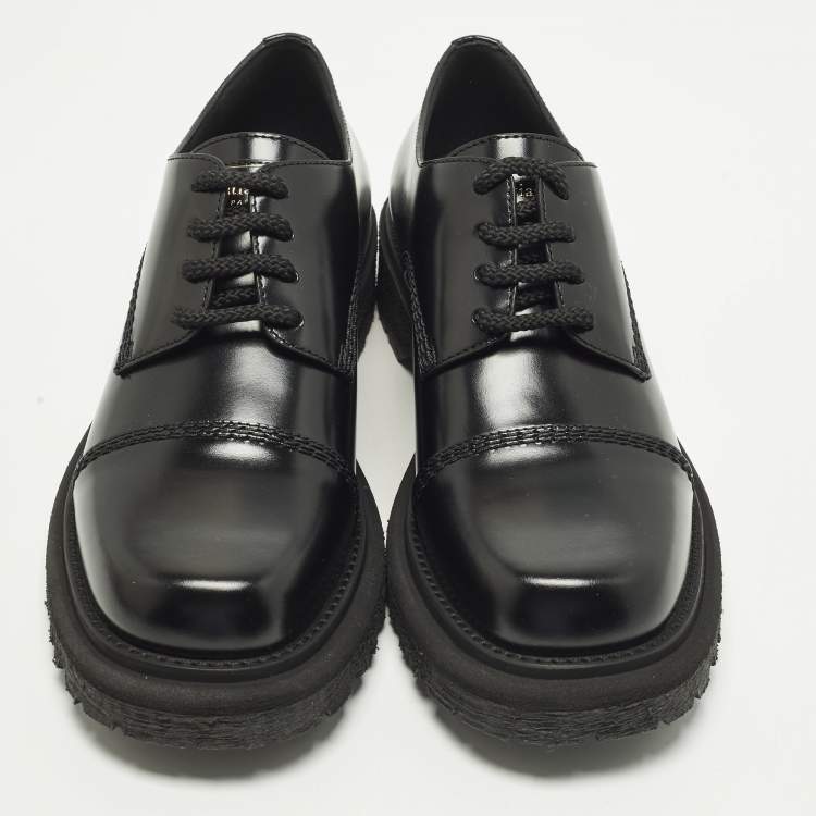 Pre Owned Dior Diorebel Size 38.5 Black Leather Derby