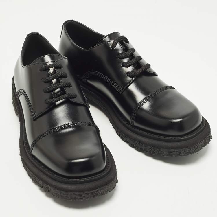 Pre Owned Dior Diorebel Size 38.5 Black Leather Derby