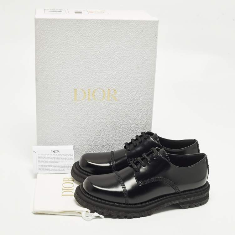 Pre Owned Dior Diorebel Size 38.5 Black Leather Derby