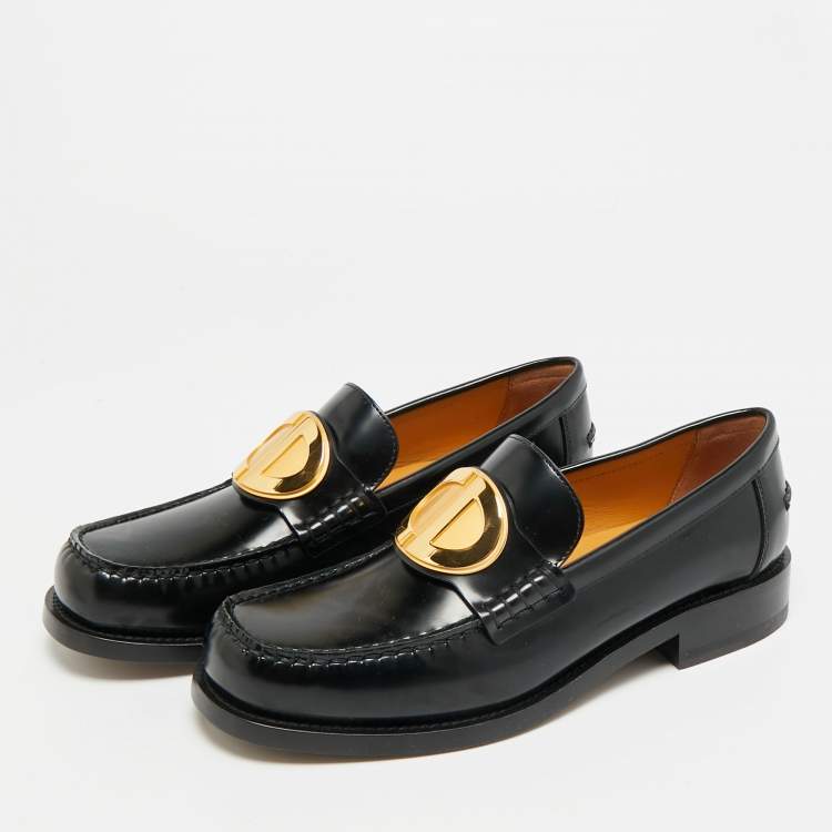 مملوكة مسبقًا Dior Forever Dior Size 39.5 Black Leather Loafers