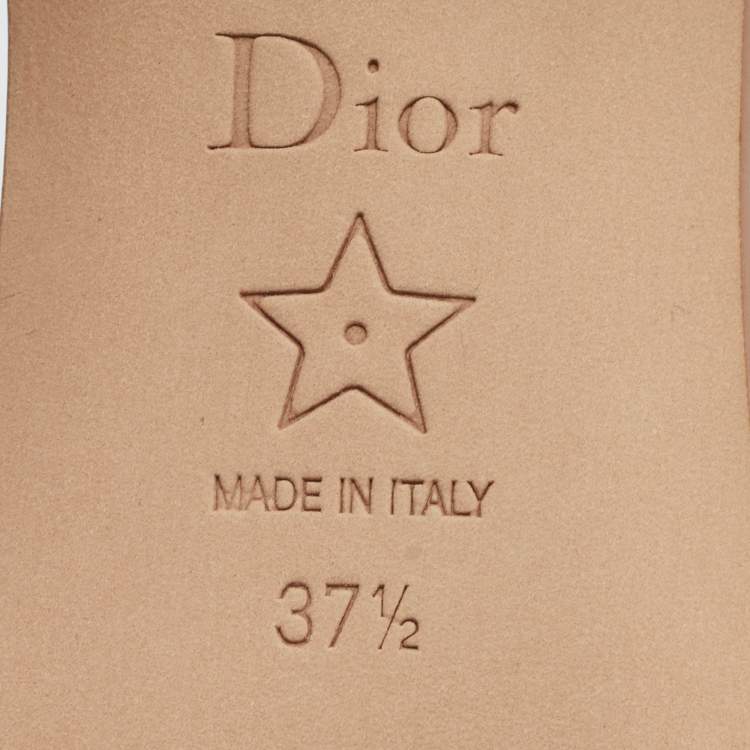 Pre Owned Dior Dway Size 37.5 Rose Gold Canvas Slide Sandals