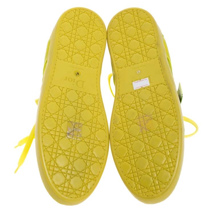 Pre Owned Dior Apple Green Leather and Mesh Lace Sneakers Size 41