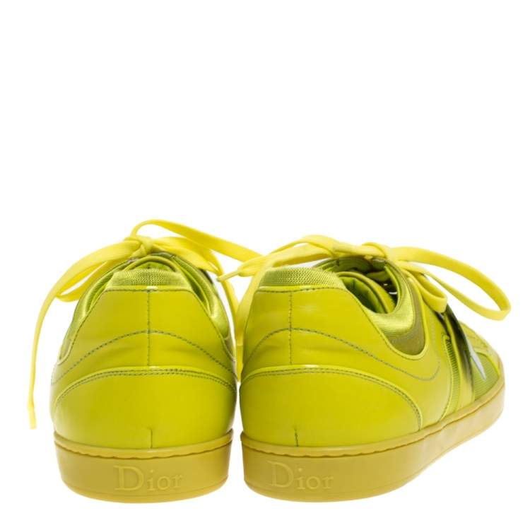 Pre Owned Dior Apple Green Leather and Mesh Lace Sneakers Size 41