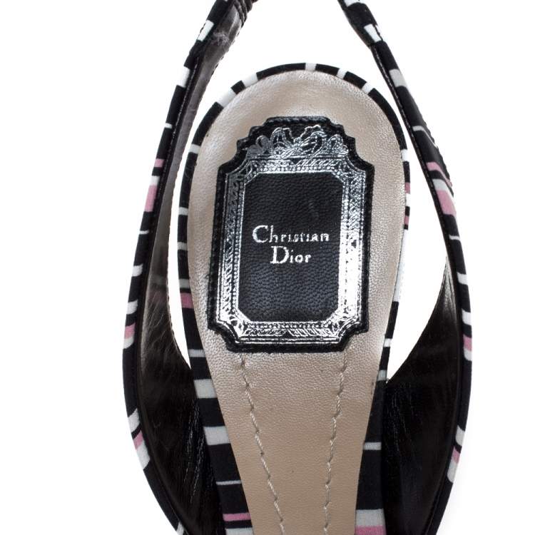Pre Owned Dior Multicolor Sequins and Fabric Open Toe Slingback Sandals Size 40