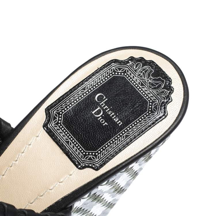 Pre Owned Dior Black Leather Wedge Open Toe Platform Sandals Size 37