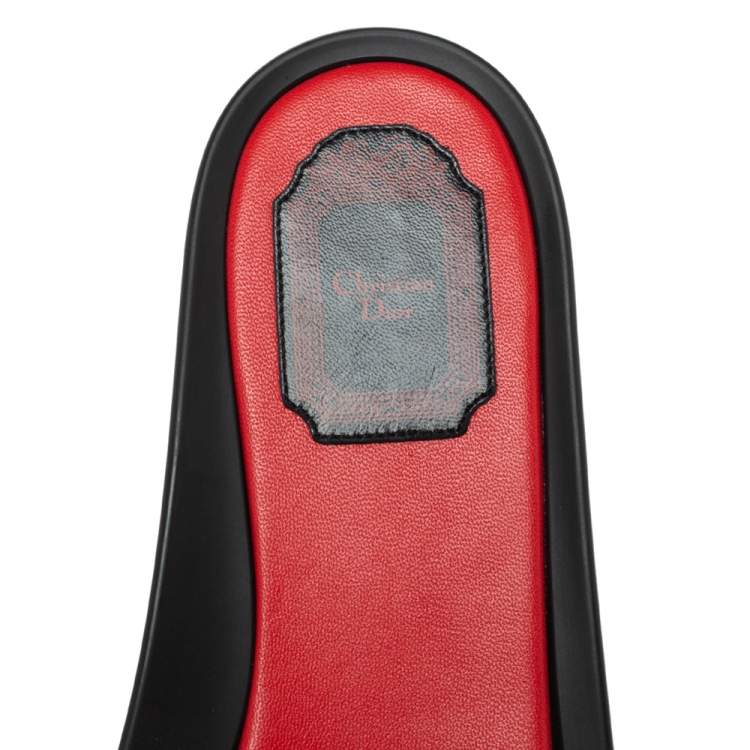 Pre Owned Dior Tri Color Leather Marina Flat Slides Size 39