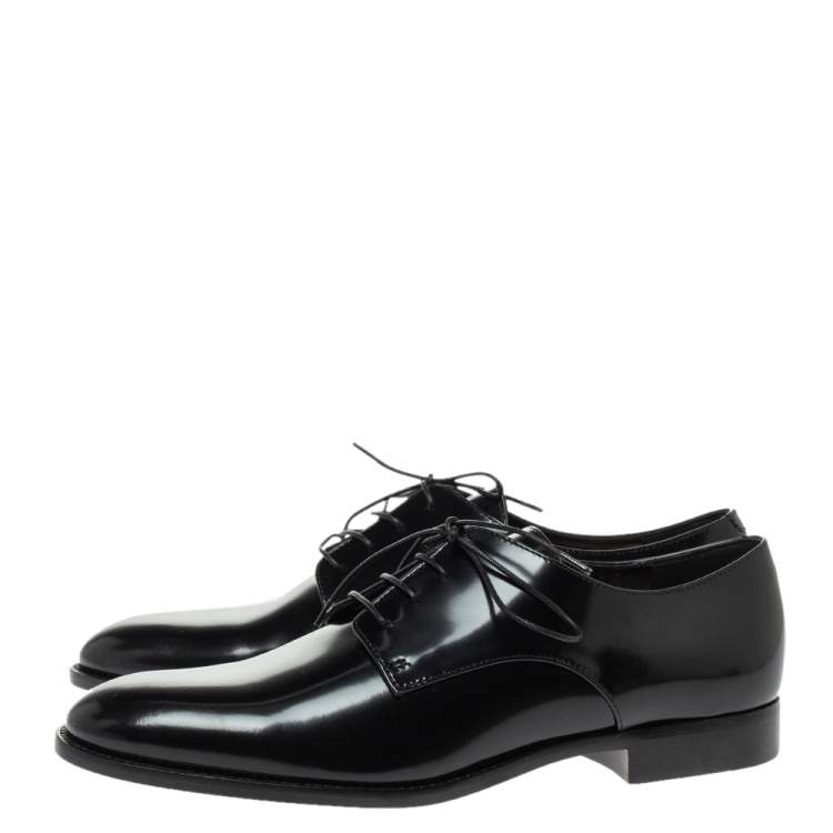 Pre Owned Dior Black Patent Leather Lace Up Derby Size 38.5
