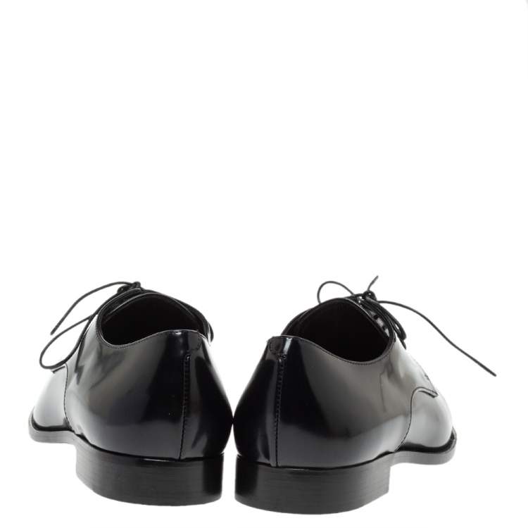 Pre Owned Dior Black Patent Leather Lace Up Derby Size 38.5