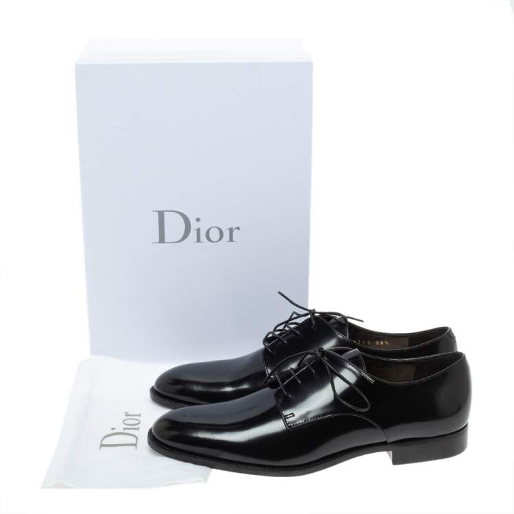 Pre Owned Dior Black Patent Leather Lace Up Derby Size 38.5