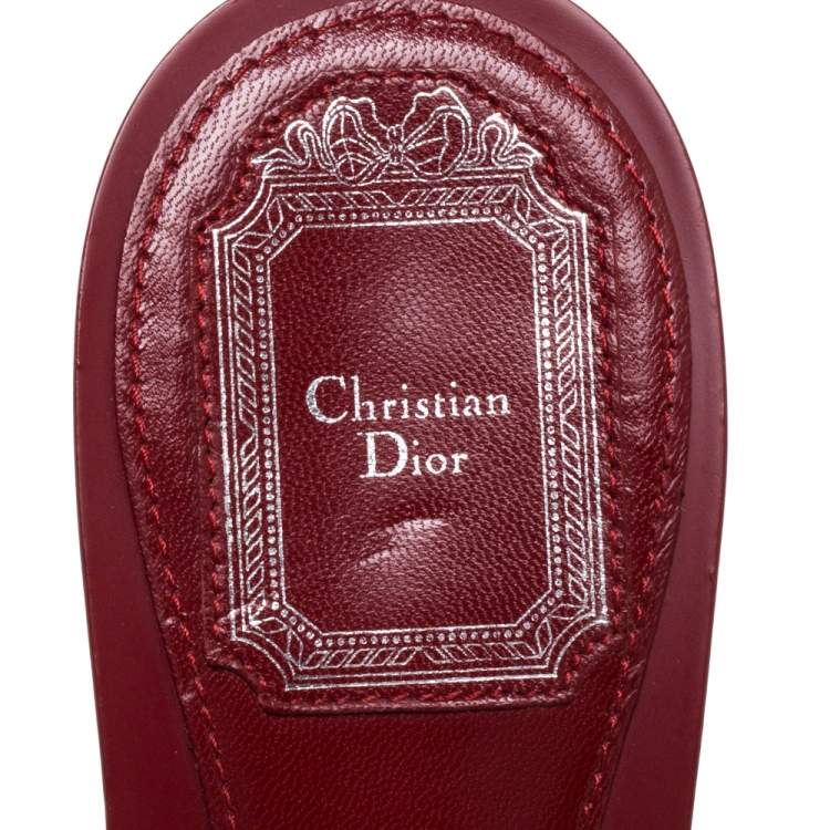 Pre Owned Dior Red Leather Open Toe Clog Sandals Size 38