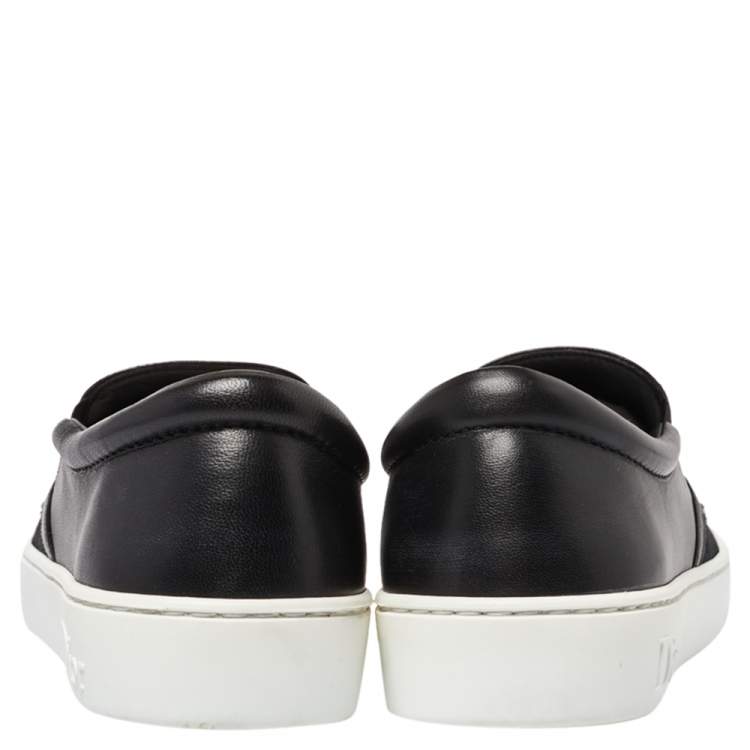 مملوكة مسبقًا Dior Indigo Crystal Embellished Dark Wash Denim And Leather Happy Slip On Sneakers Size 38.5