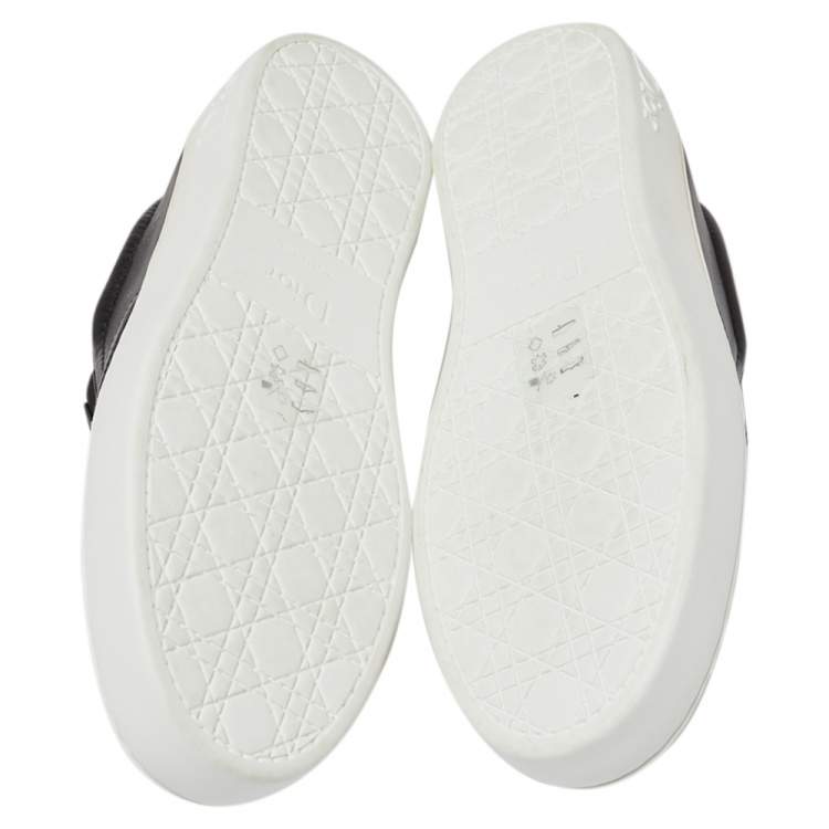 مملوكة مسبقًا Dior Indigo Crystal Embellished Dark Wash Denim And Leather Happy Slip On Sneakers Size 38.5