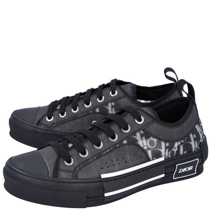 Pre Owned Dior Black Oblique Canvas B23 Low top Sneakers Size EU 37