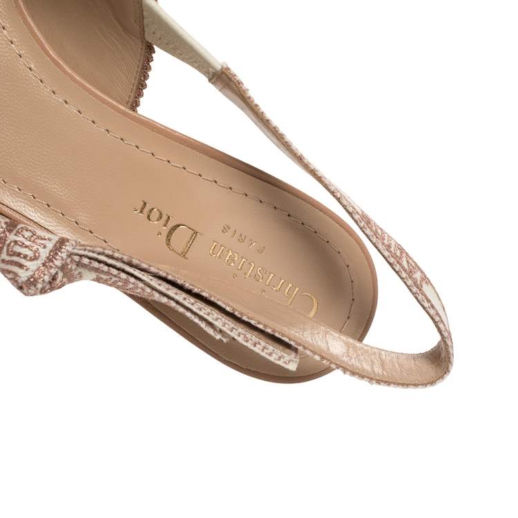Pre Owned Dior Beige Metallic Technical Fabric J'Adior Slingback Sandals Size 38
