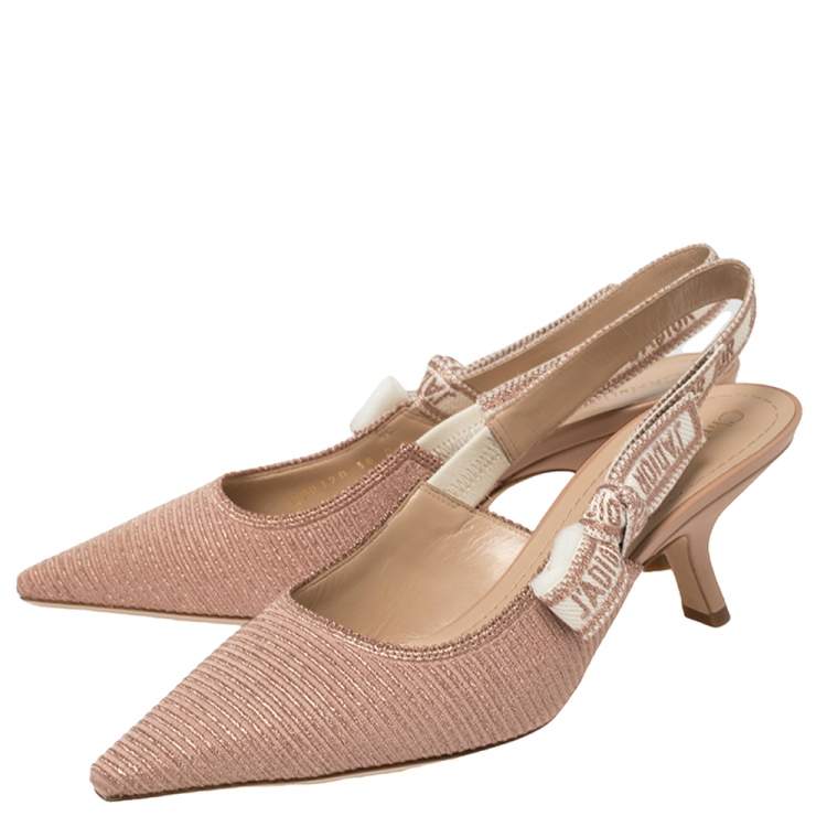 Pre Owned Dior Beige Metallic Technical Fabric J'Adior Slingback Sandals Size 38