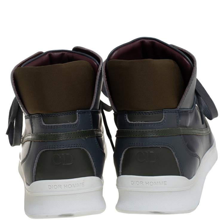 Pre Owned Dior Tricolor Leather High Top Sneakers Size 40