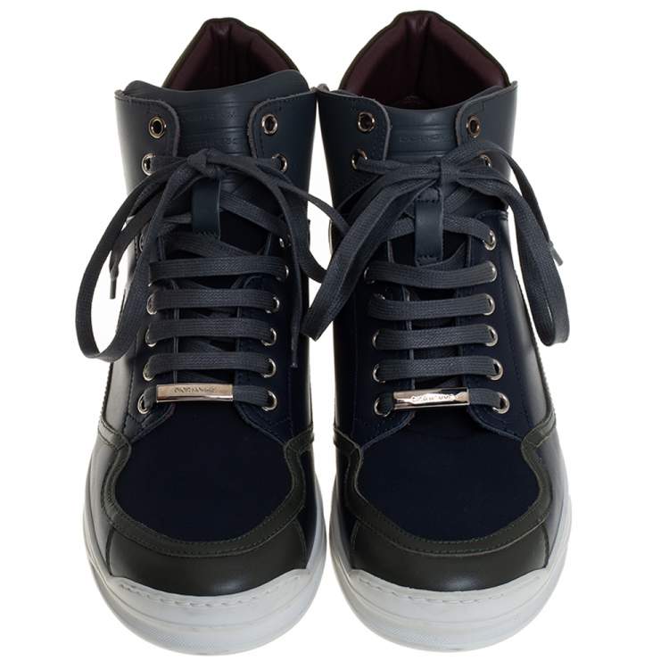 Pre Owned Dior Tricolor Leather High Top Sneakers Size 40
