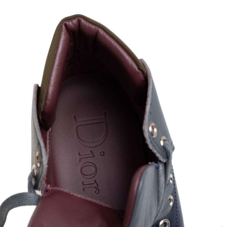 Pre Owned Dior Tricolor Leather High Top Sneakers Size 40