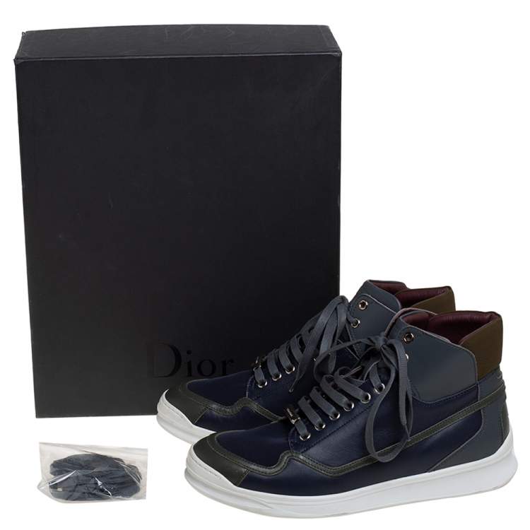 Pre Owned Dior Tricolor Leather High Top Sneakers Size 40