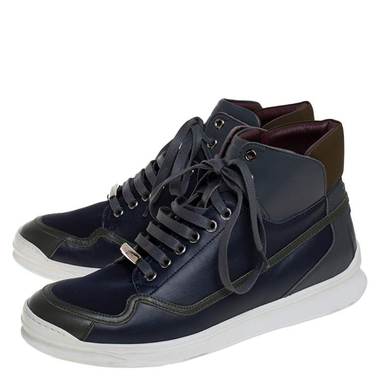 Pre Owned Dior Tricolor Leather High Top Sneakers Size 40