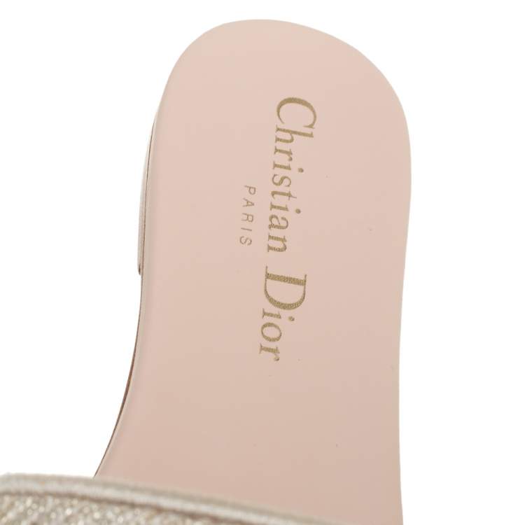 Pre Owned Dior Beige Canvas Slip On Sandals Size 37