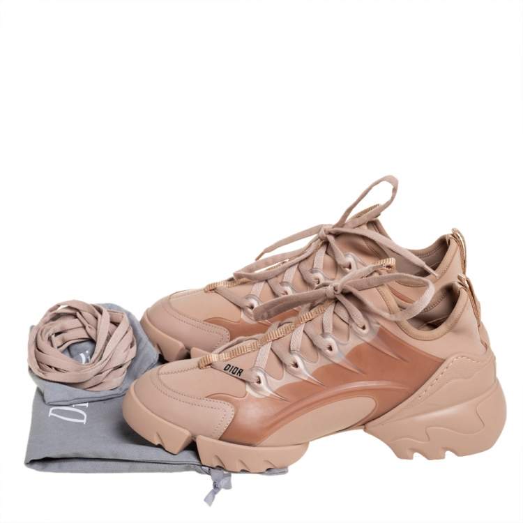Pre Owned Dior Beige Fabric and Leather D Connect Low Top Sneakers Size 38