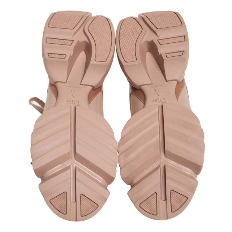 Pre Owned Dior Beige Fabric and Leather D Connect Low Top Sneakers Size 38