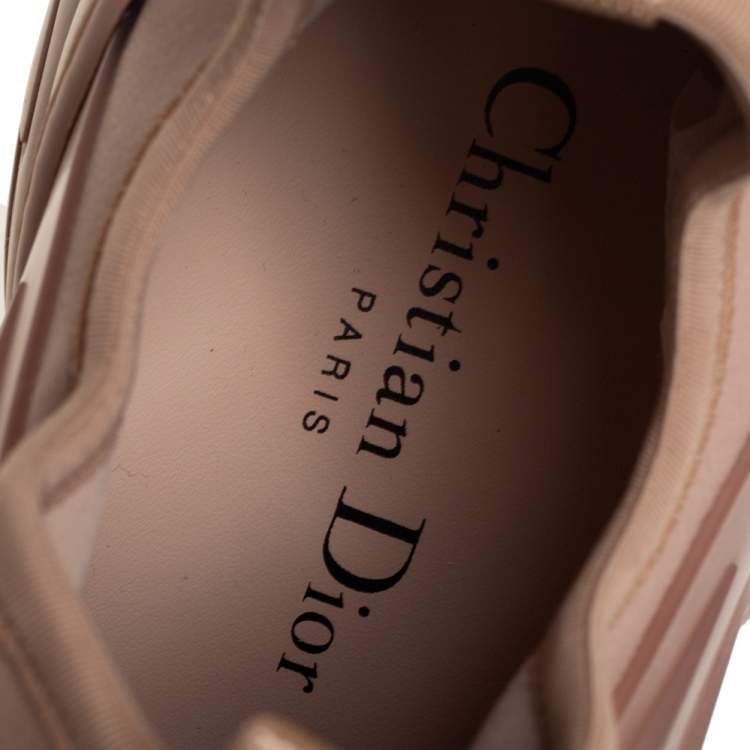 Pre Owned Dior Beige Fabric and Leather D Connect Low Top Sneakers Size 38