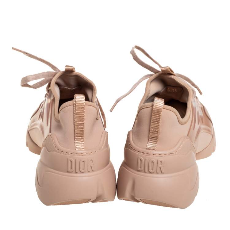Pre Owned Dior Beige Fabric and Leather D Connect Low Top Sneakers Size 38
