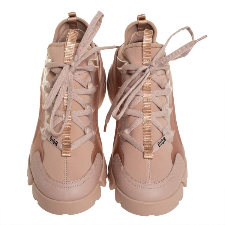 Pre Owned Dior Beige Fabric and Leather D Connect Low Top Sneakers Size 38