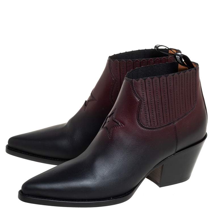 Pre Owned Dior Black/Brown Leather Dior L.A Ankle Boots Size 40