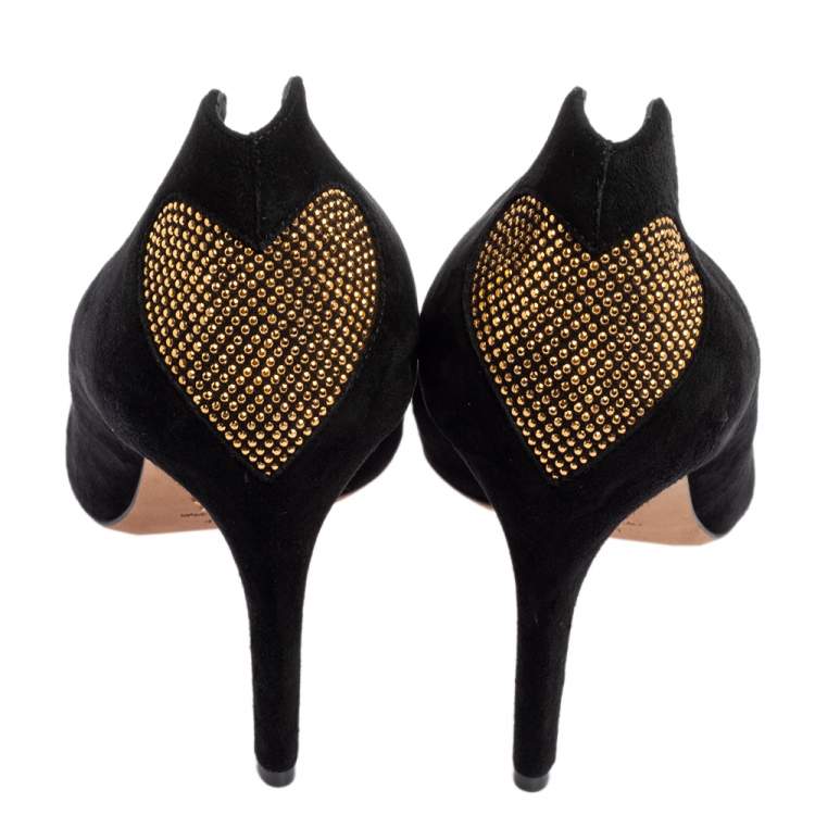 Pre Owned Dior Black Suede Dioramour Embellished Pointed Toe Pumps Size 41