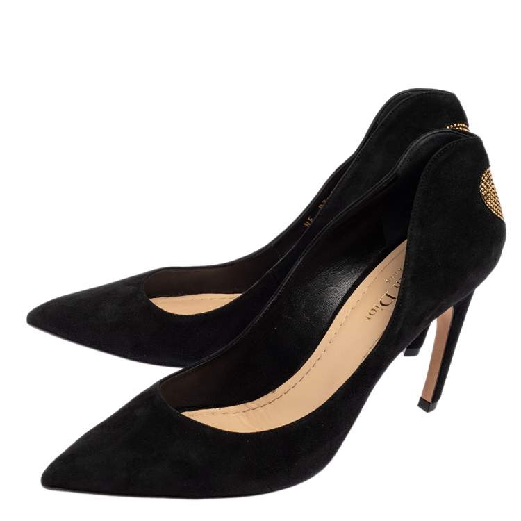 Pre Owned Dior Black Suede Dioramour Embellished Pointed Toe Pumps Size 41