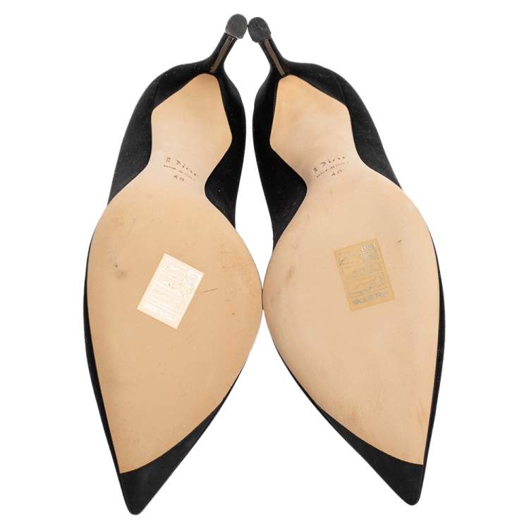 Pre Owned Dior Black Satin Pointed Toe Disco Ball Pumps Size 40