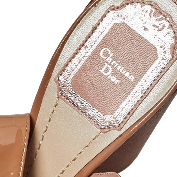Pre Owned Dior Multicolor Patent Leather Conquest Buckle Detail Ankle Wrap Sandals Size 36