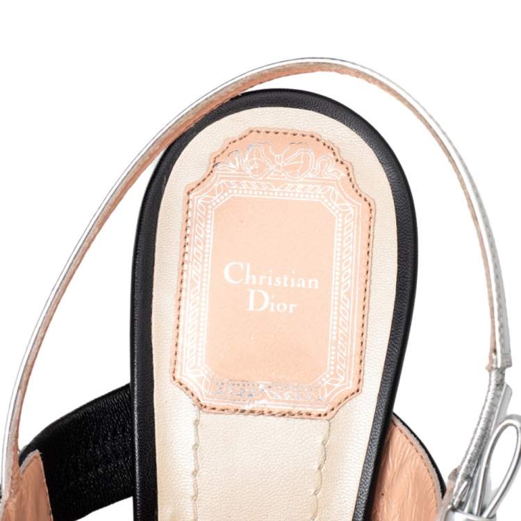Pre Owned Dior Tricolor Cannage Leather Wedge Platform Open Toe Sandals Size 40