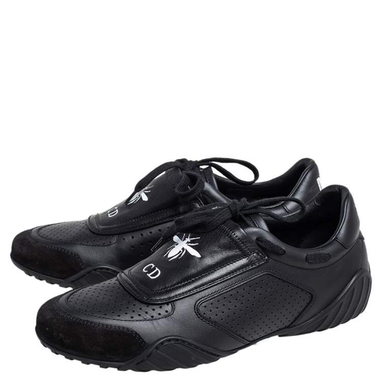 Pre Owned Dior Black Leather and Suede CD Bee Low Top Sneakers Size 37.5