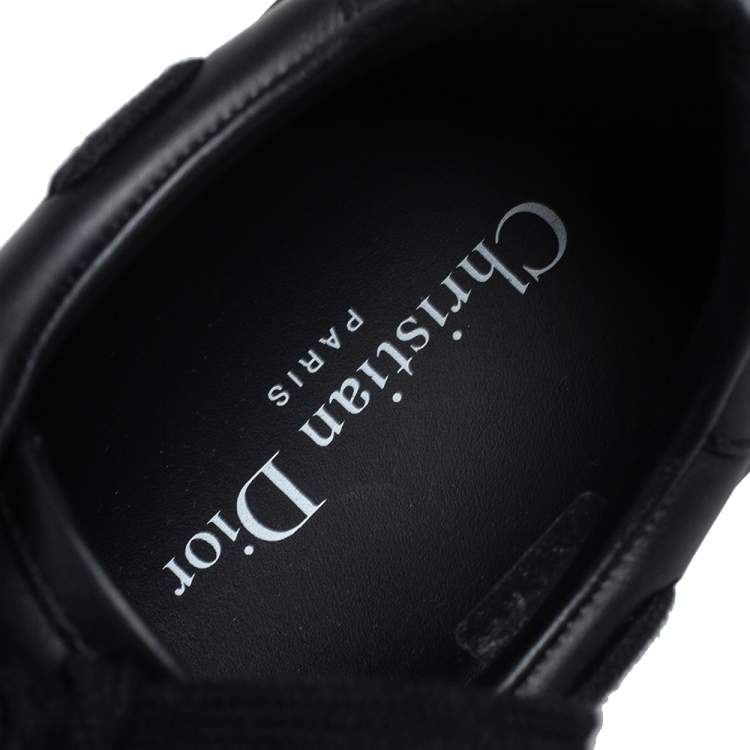 Pre Owned Dior Black Leather and Suede CD Bee Low Top Sneakers Size 37.5
