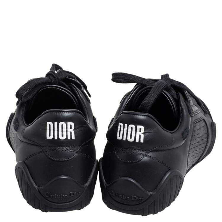 Pre Owned Dior Black Leather and Suede CD Bee Low Top Sneakers Size 37.5