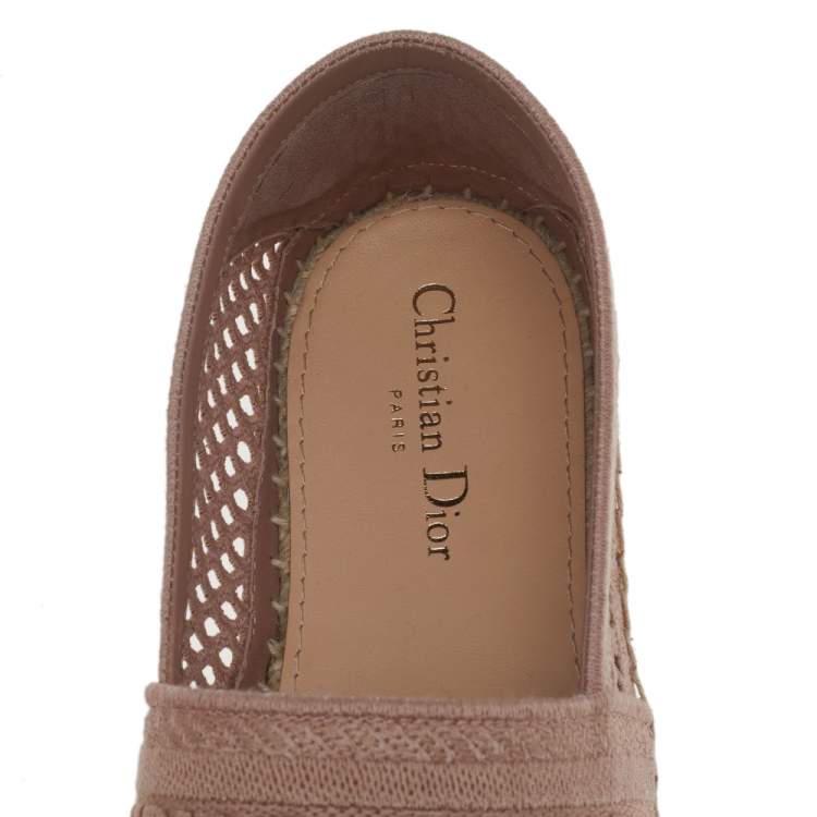 مملوكة مسبقًا Dior Beige Mesh Granville Embroidery Espadrille Flats Size 40