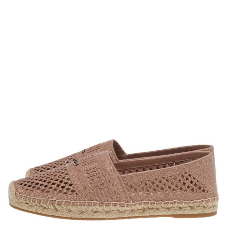 مملوكة مسبقًا Dior Beige Mesh Granville Embroidery Espadrille Flats Size 40