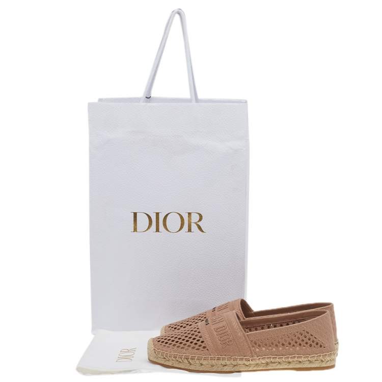مملوكة مسبقًا Dior Beige Mesh Granville Embroidery Espadrille Flats Size 40