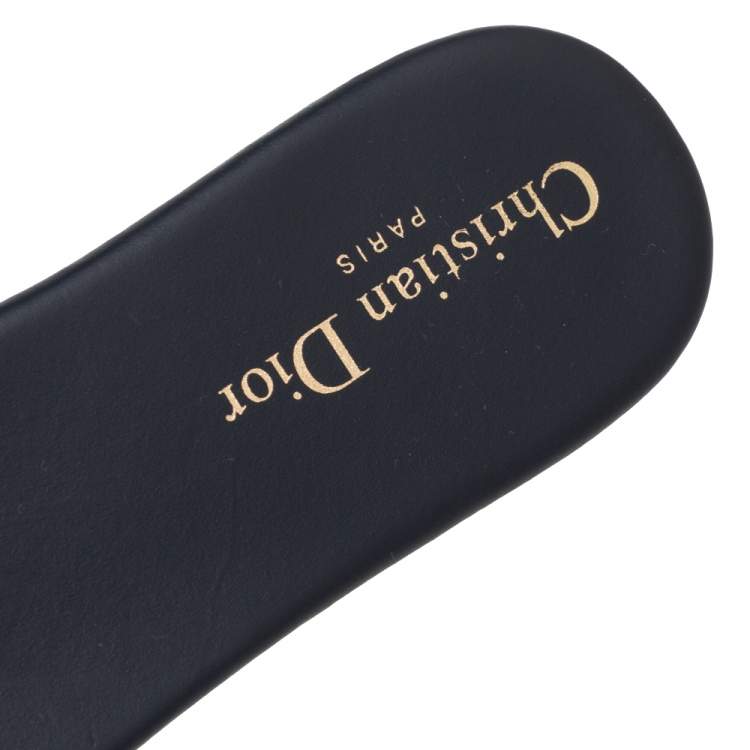 Pre Owned Dior Blue Cotton Blend Dway Flat Mules Size 37.5
