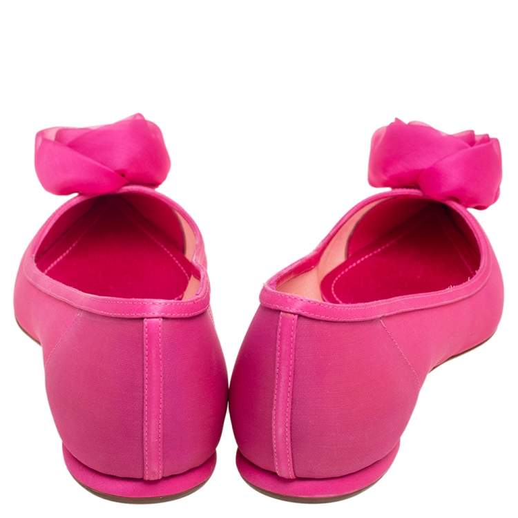 Pre Owned Dior Pink Net  Pointed Toe Flow Ballet Flats Size 38.5